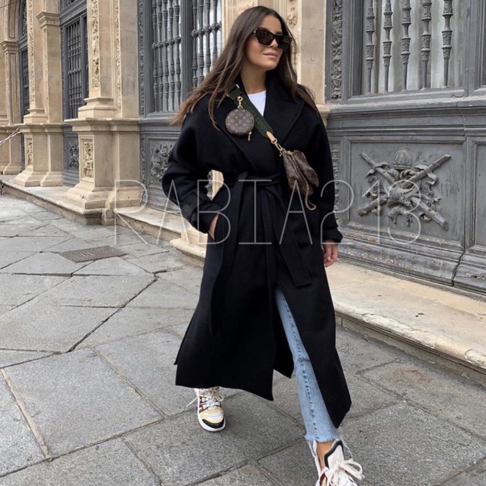 LAST 1! ZARA BELTED HOODED COAT - Picture 3 of 16